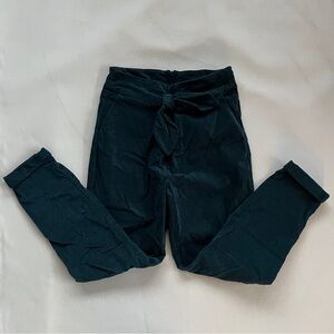 Forest Green Velvet High Rise Pants